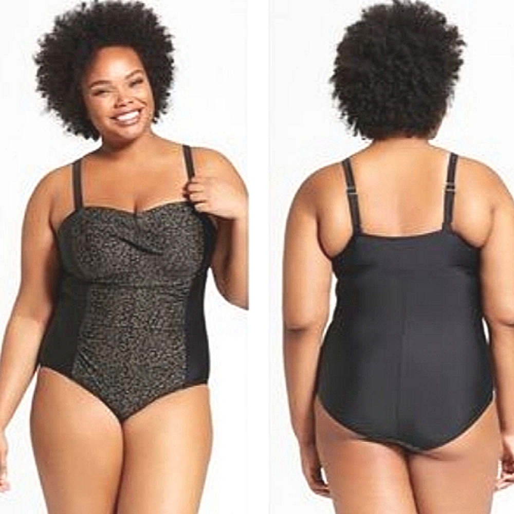 Ava & Viv Leopard Twist front one piece swimsuit size 18W